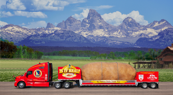 Idaho Potato Truck with Mountains in Background