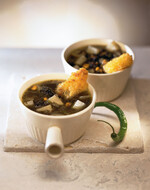 Idaho® Potato and Huitlacoche Soup with Oaxaca Cheese Croutons