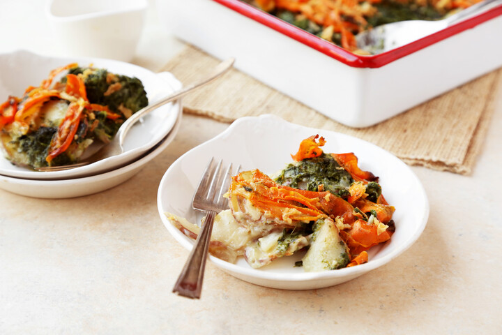 Idahoan® Steakhouse Scalloped Potatoes with Spinach and Carrots | Idaho