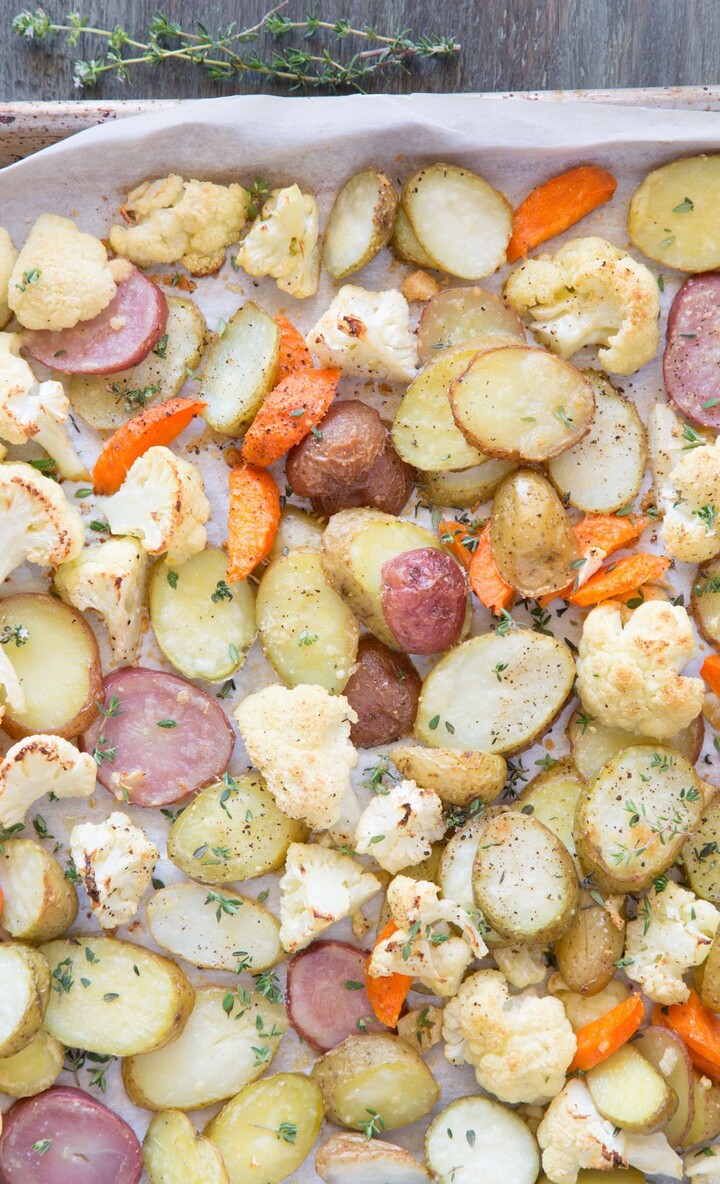 Easy Roasted Parmesan Herbed Idaho® Potatoes and Cauliflower Idaho