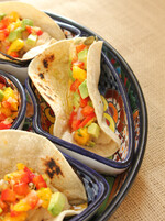 Slow Cooker Potato Tacos with Avocado Mango Salsa