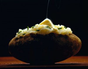 steaming baked potato