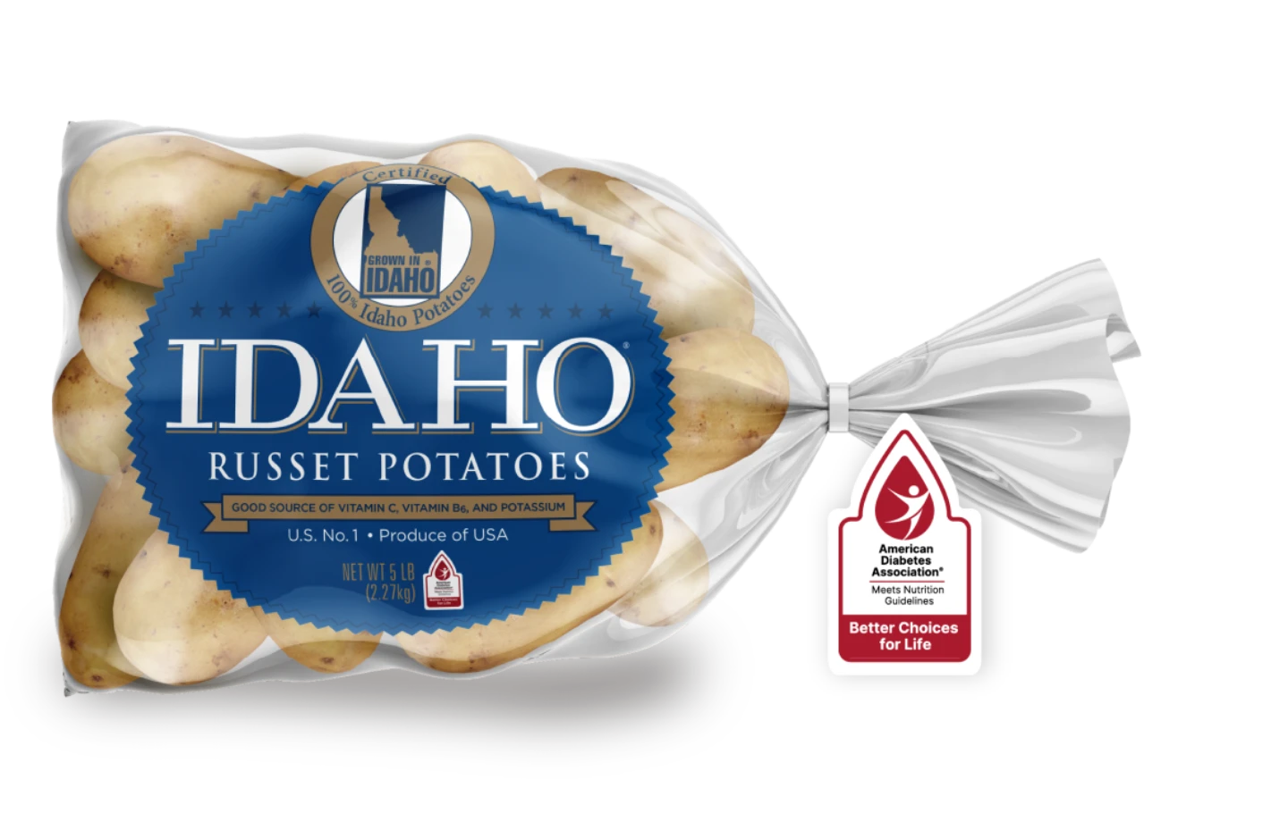 Bag of potatoes with the American Diabetes Association logo