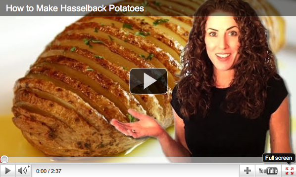 In her Hasselback Potatoes video, Average Betty adds humor and hustory to the recipe for this traditional dish. (Image courtesy of AverageBetty.com)